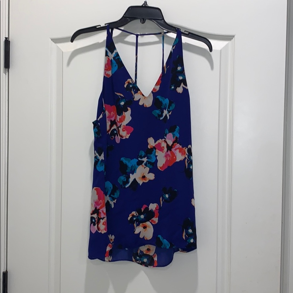 Sam Edelman blue floral tank top size Medium